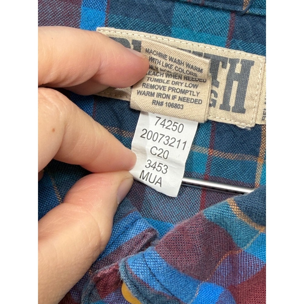 Duluth Trading Co Flannel Shirt Mens 2XL Blue Maroon Plaid Relaxed Fit - Picture 5 of 9